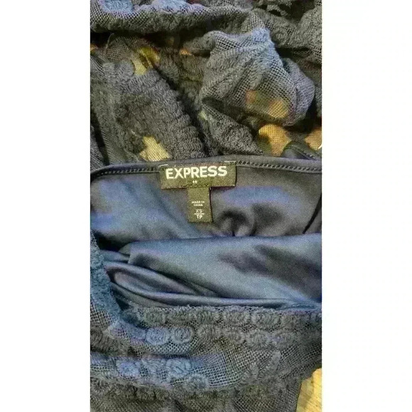 Express Navy Blue Lace Overlay Sleeveless Shift Dress Size XS - Picture 9 of 9